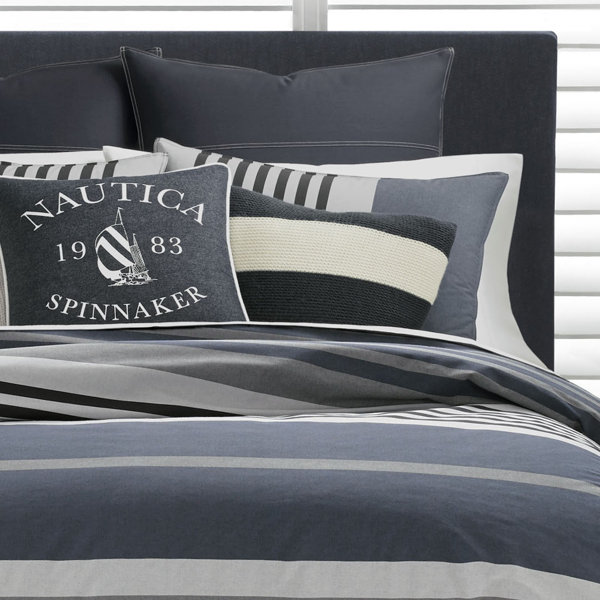 Nautica Rendon Deep Navy/Gray/Black Cotton Farmhouse/Country Duvet Cover Set & Reviews Wayfair
